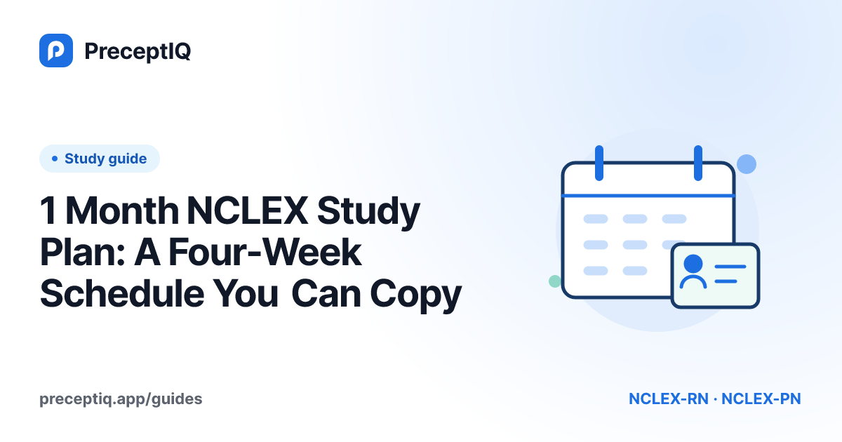 Illustrated cover: 1 Month NCLEX Study Plan: A Four-Week Schedule You Can Copy
